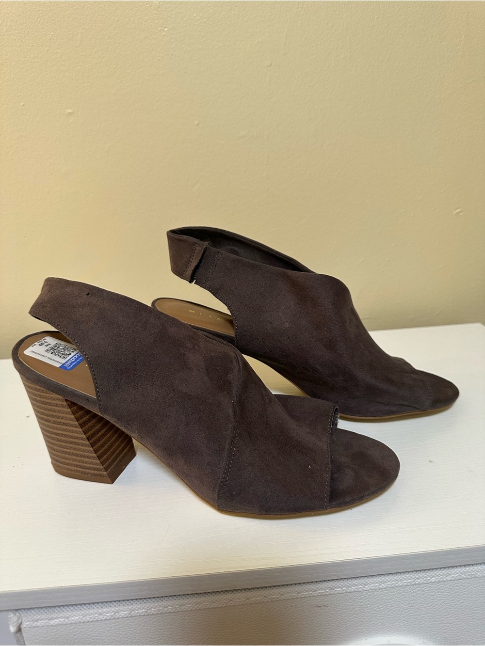 Women's Brown Suede Open-Toe Block Heel Slingback
